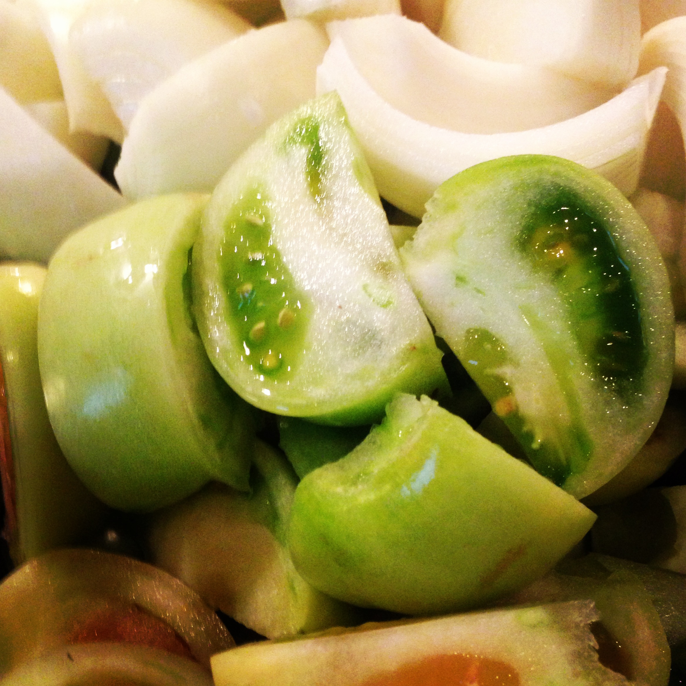 Green Tomatoes + Onions for CHOW CHOW