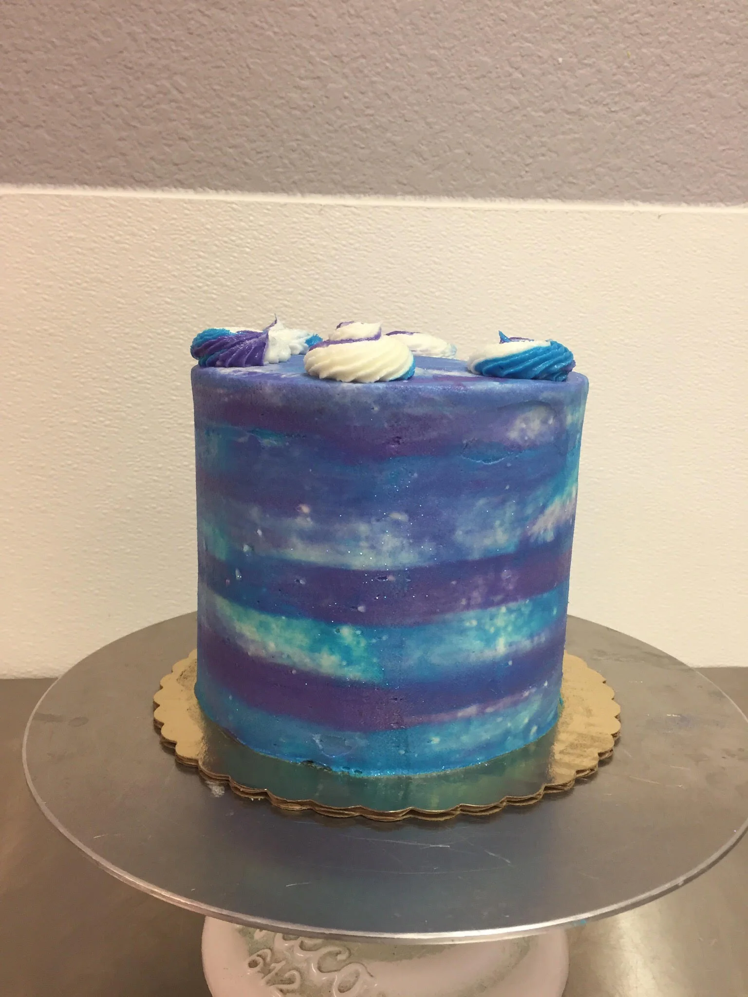 Blue Velvet 3 layers of Blueberry cake with blueberries baked into the batter. Filled and frosted with cream cheese buttercream. 6 inch $35 8 inch $45
