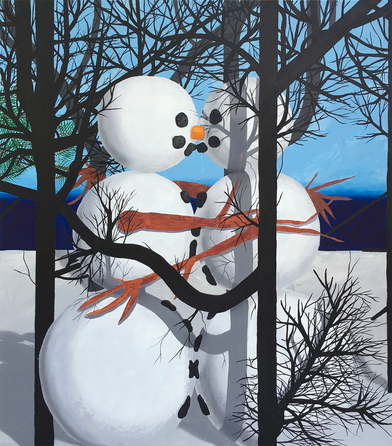   Double Snowman   32 x 34 inches  Oil on Canvas  2016 
