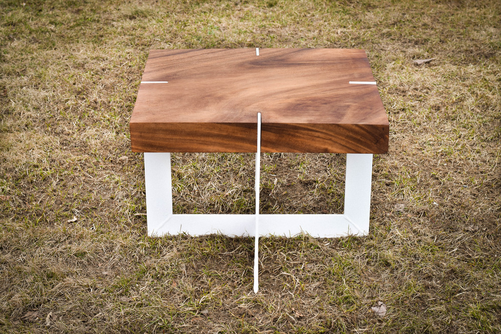 Square peruvian walnut coffee table