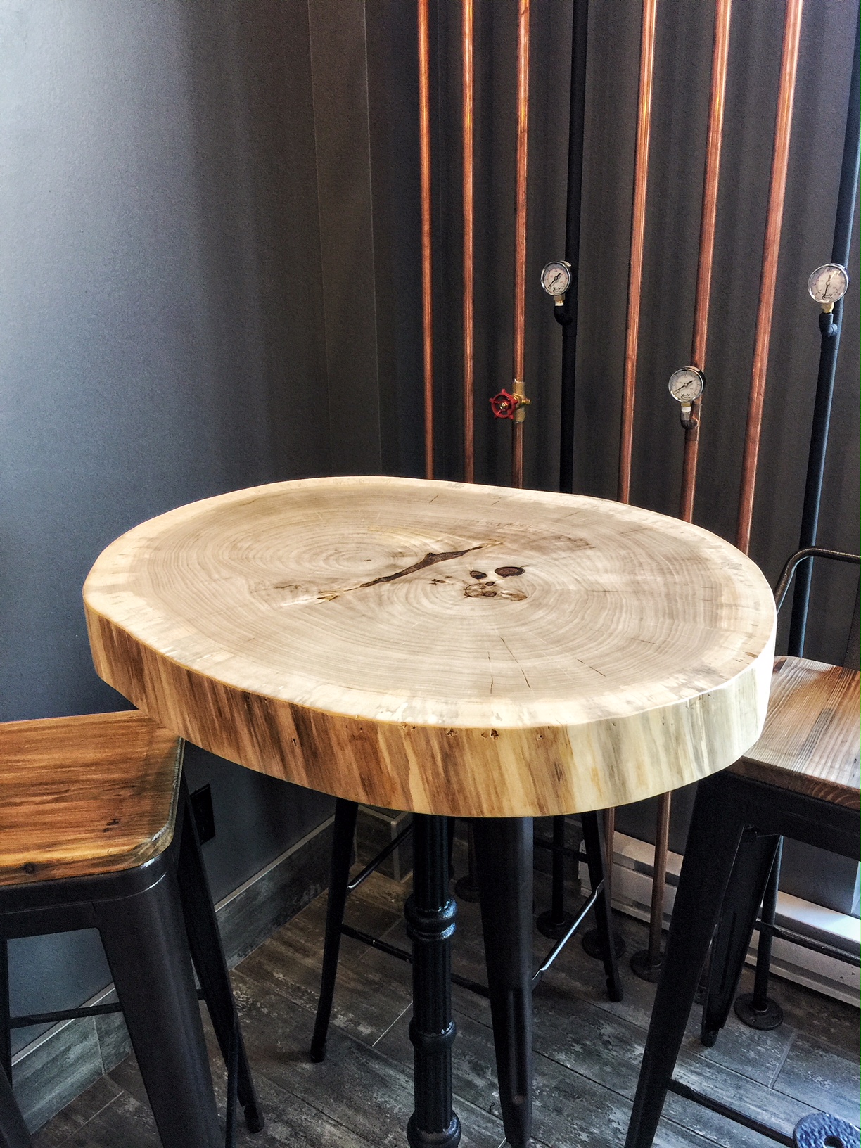 Round maple high table
