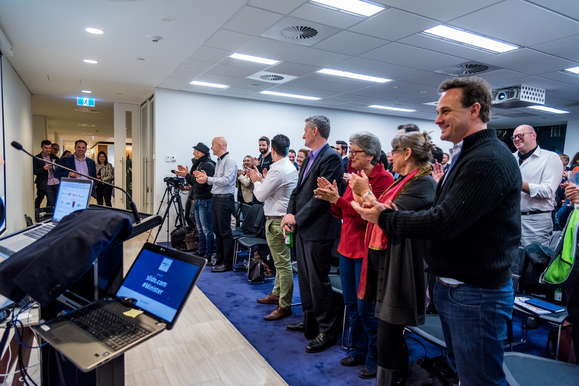 Guests at the Startup Grind event welcome the Minister  (Source: Startup Melbourne)&nbsp;