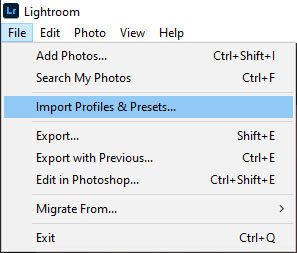 In Lightroom CC, go to File -> Import Profiles & Presets
