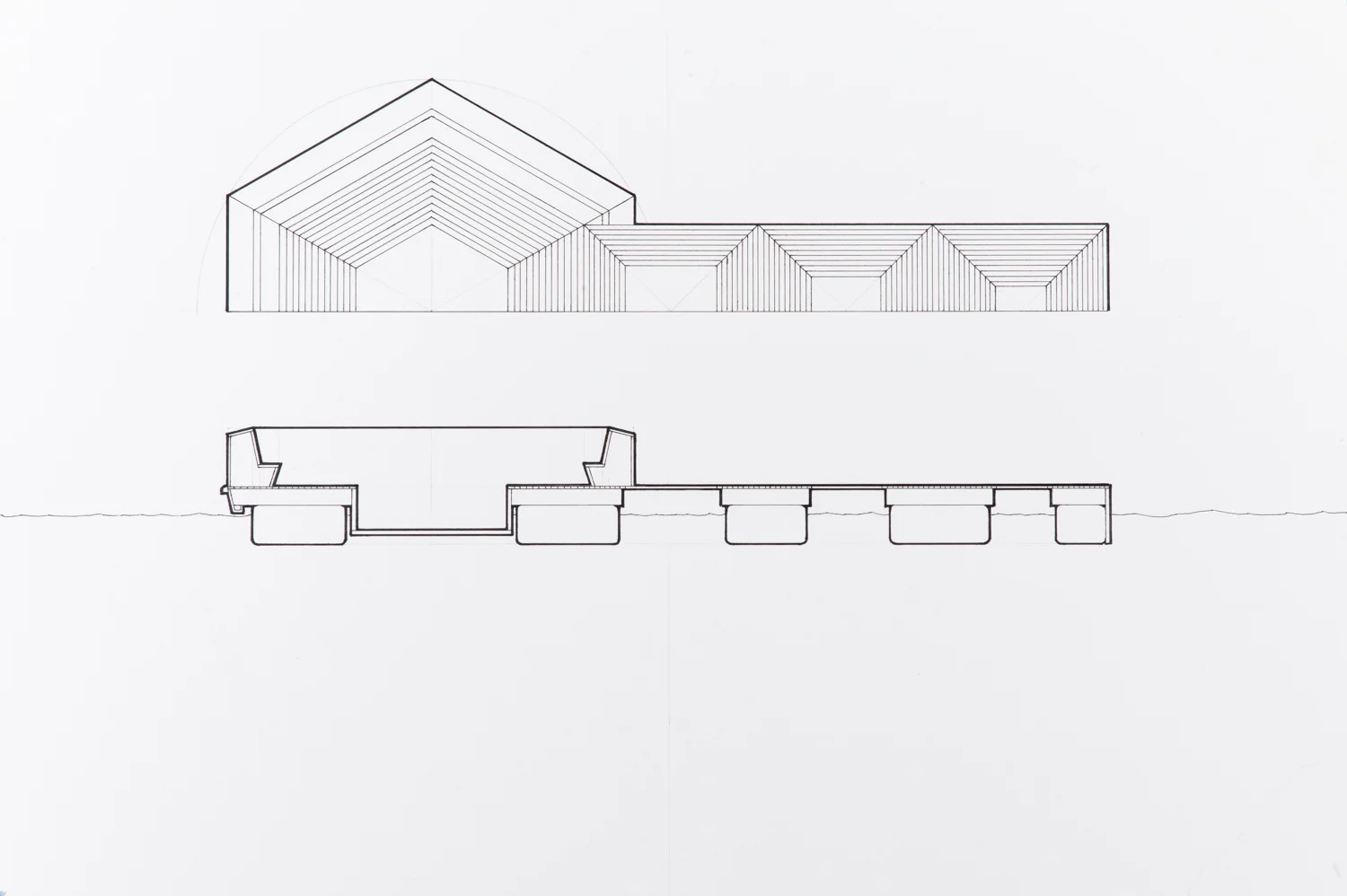Section view, east/west