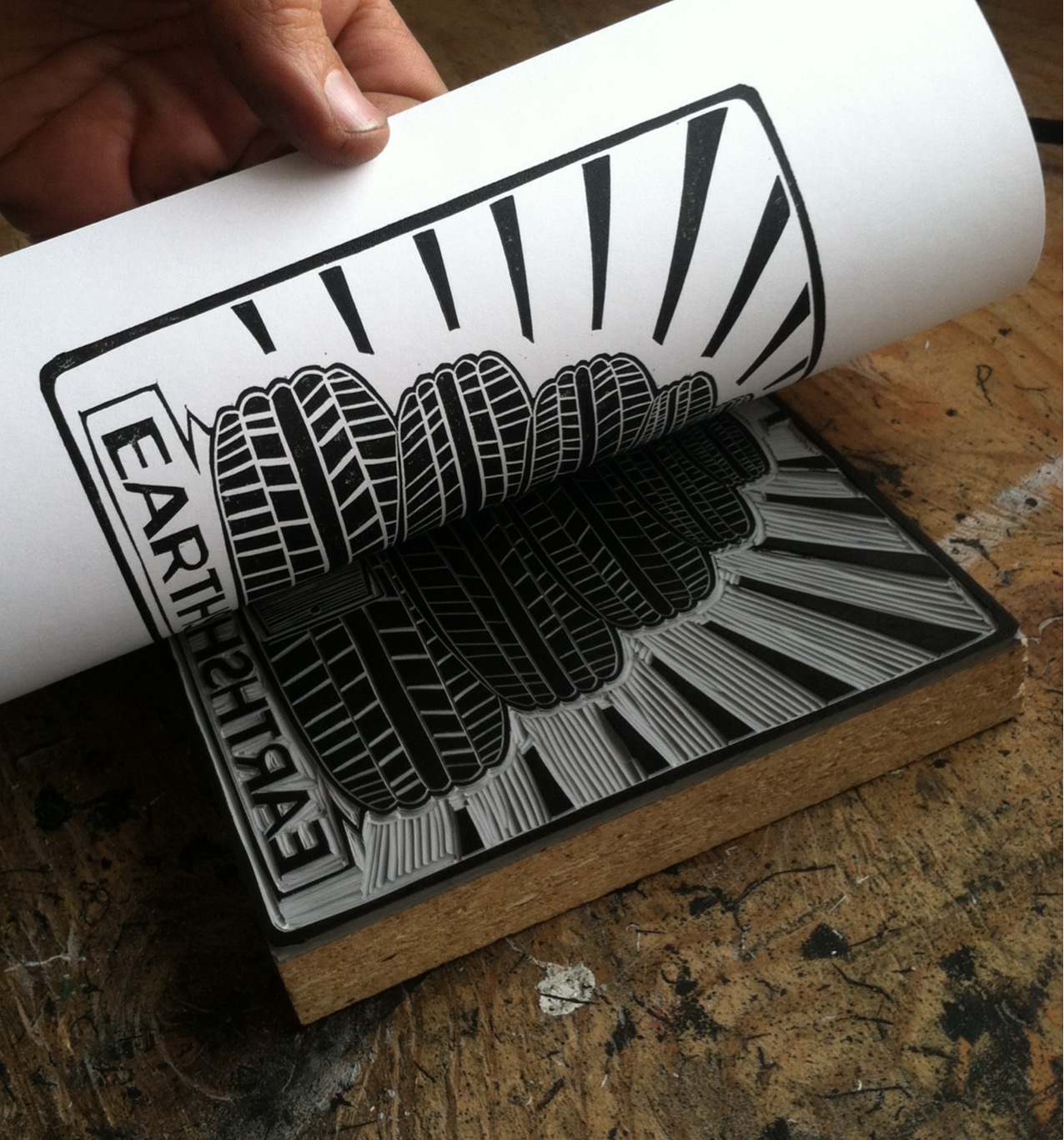 Pulling the 'artist's proof' of the Earthhive block.