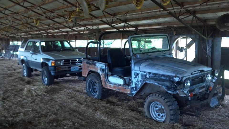 "Dale" arrived home on four mis-matched wheels and got a spot behind the FJ40 project we hope to start one day.