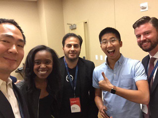 FROM LEFT: VICTOR CHO (CEO OF EVITE), MACI PETERSON '09 (CEO OF ON SECOND THOUGHT), ARAD ROSTAMPOUR (CEO OF ZENAMINS), BRIAN WONG (CEO OF KIIP), AND MIKE BROWN '06 (CEO OF MODBARGAINS)