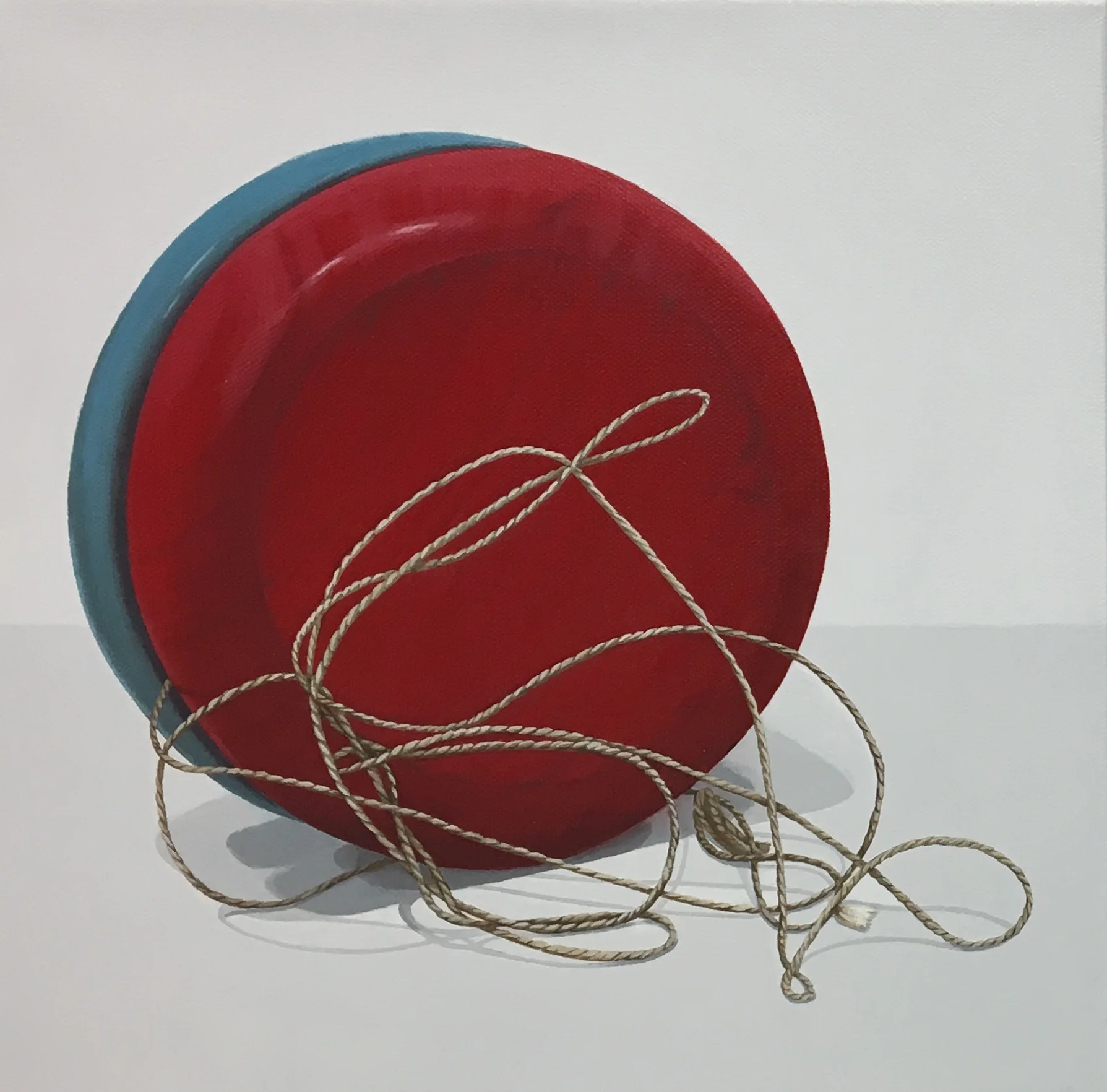 Expanded The yo-yo was first noted in history in 500BC and is thought to originate in China. Over America's history the yo-yo has become a well loved iconic toy. This piece is a wonderful companion piece to Potential. acrylic on gallery wrapped canvas. 12" x 12" (1.5" depth). SOLD