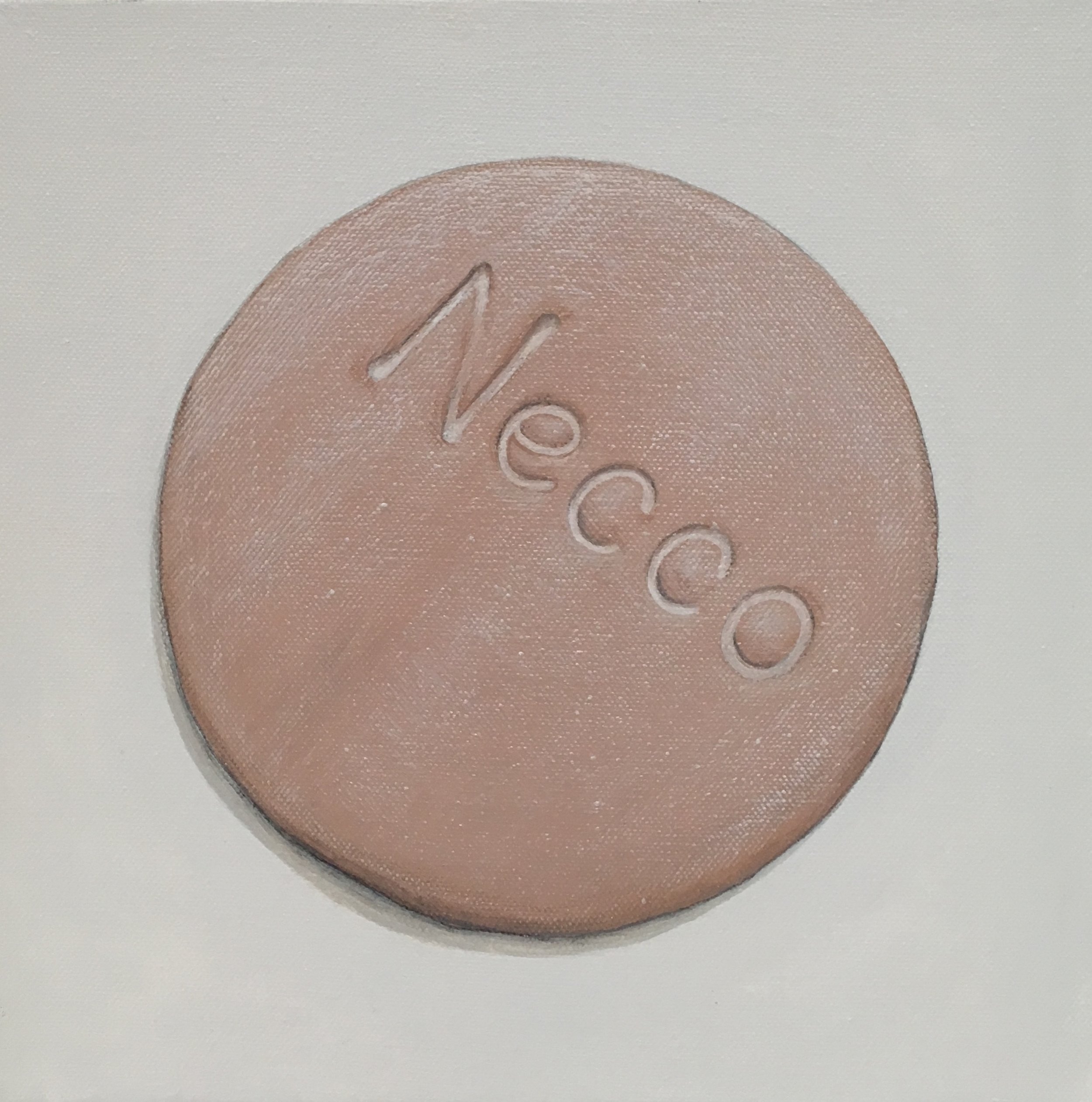 Minimalist Neccos: Chocolate A geometric abstraction of The Original Candy Wafer, an American Classic, the Necco Wafer, in chocolate flavor. Acrylic painting on 10” x 10” gallery wrapped canvas, ready to hang. $310