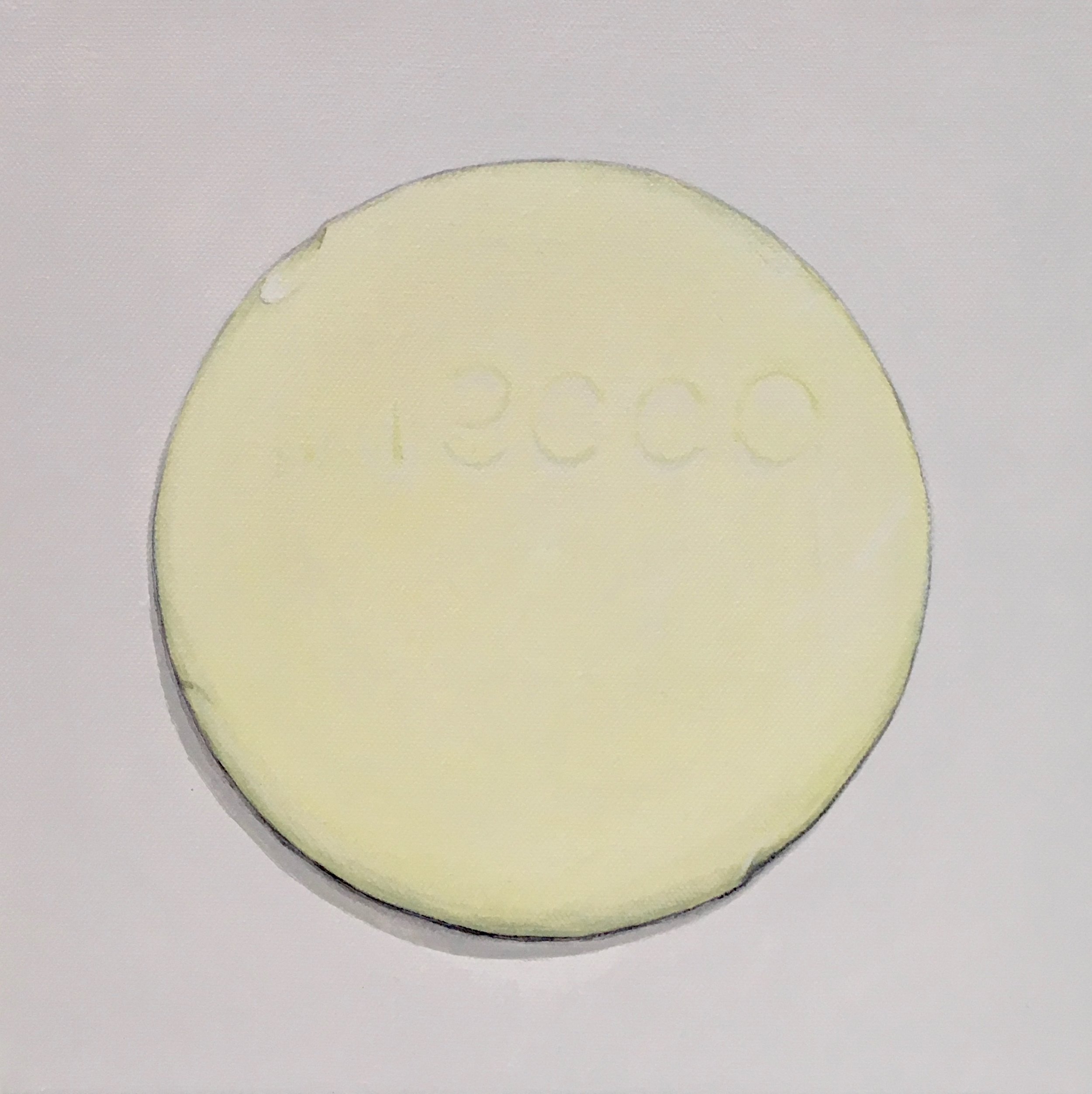 Minimalist Neccos: Lemon A geometric abstraction of The Original Candy Wafer, an American Classic, the Necco Wafer, in lemon flavor. Acrylic painting on 10” x 10” gallery wrapped canvas, ready to hang. $310