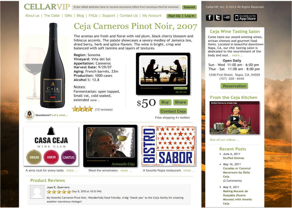 vendor landing page