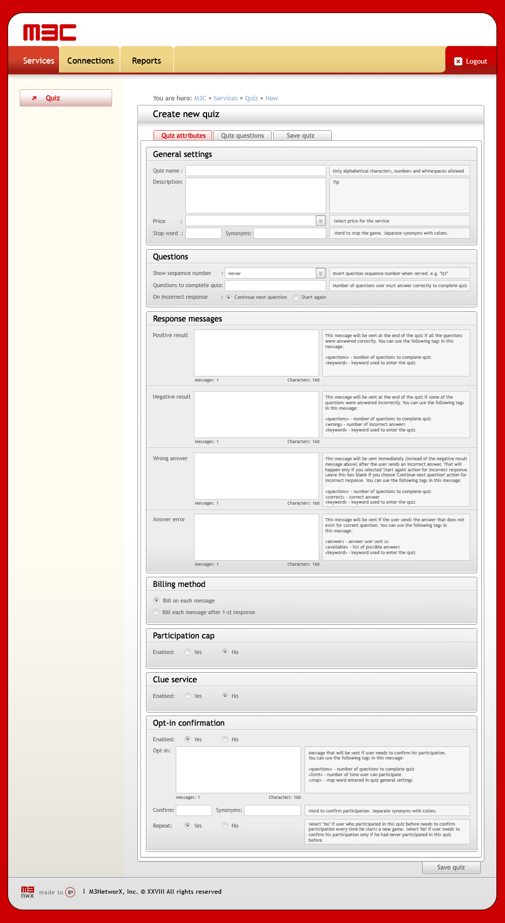 m3 campaign manager_quiz set up