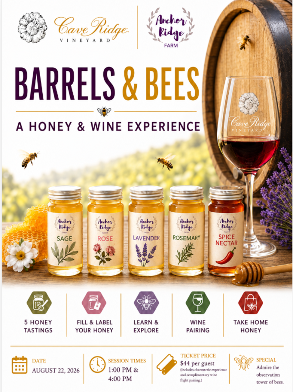 🍯 Barrels &amp; Bees: A Honey &amp; Wine Experience 🍷