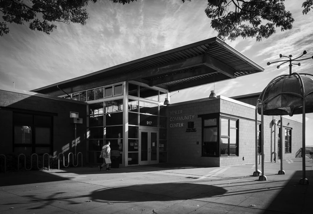 The entrance of Yesler Community Center, location of our afternoon workshops.
