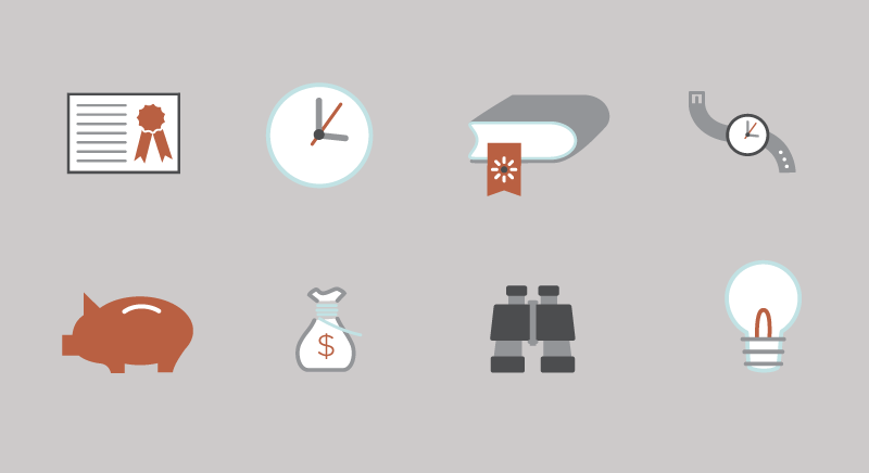 These icons were designed for a project that focused on college-hunting and financial aid.