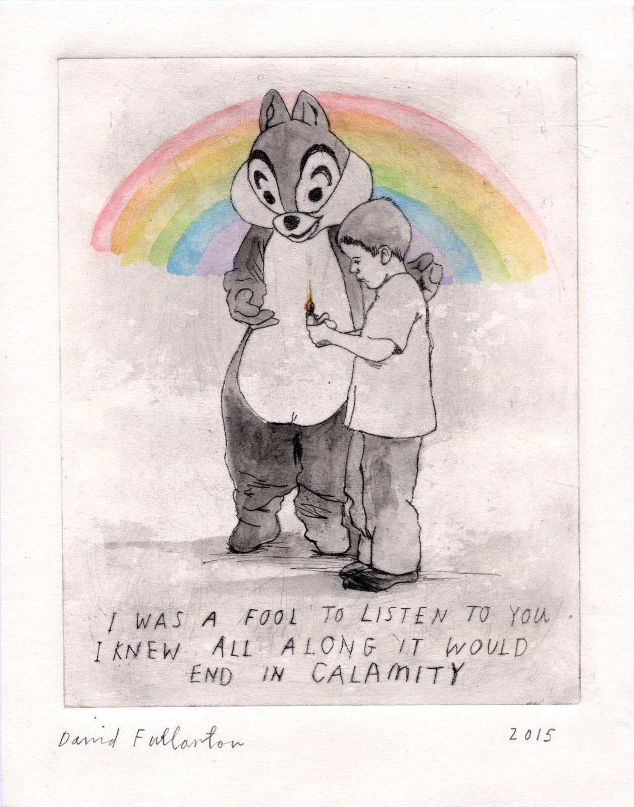 This is a dry point etching with watercolor on paper. And it’s a thing of beauty that could be yours, right now , for a mere $35.00. Seriously. Buy Three.