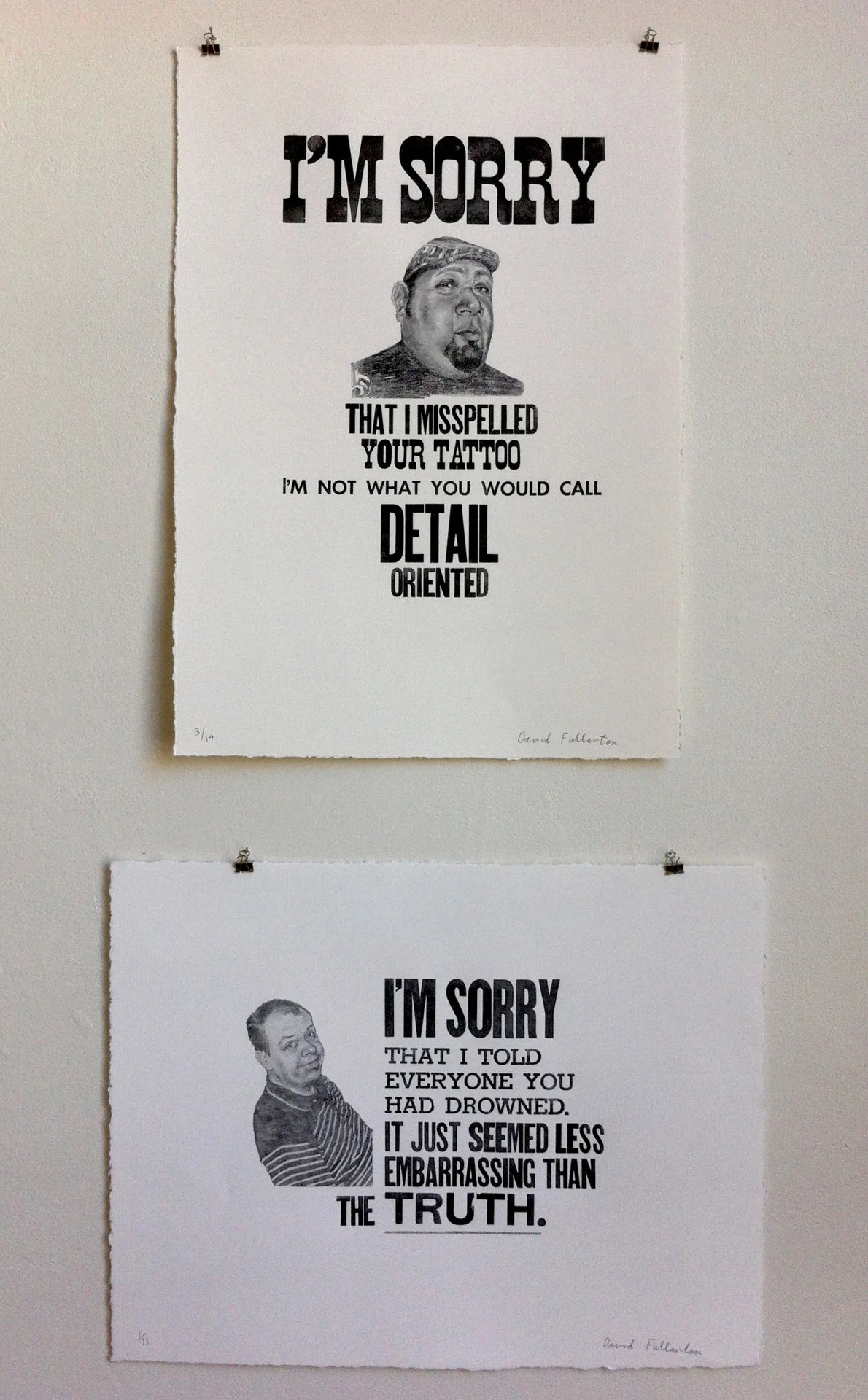 Anyone out there interested in picking up a HALF-PRICE ART BARGAIN , and also helping an excellent cause?
Then check out The Compound Gallery’s Indiegogo campaign , right here .
Contribute a mere $75 and they’ll send you one of these (big!) letter pressed Apology prints - each of which would normally set you back $150.
So you get a nice signed, numbered print, and the Compound gets to expand, offering more space and better facilities to the Bay Area’s beleaguered artists.
And if don’t want one of my prints there are other great deals, including Art In A Box subscriptions, print workshops, and even an Art Vacation .
It’s the perfect excuse to treat yourself to an Art Gift and do a little good along the way.
