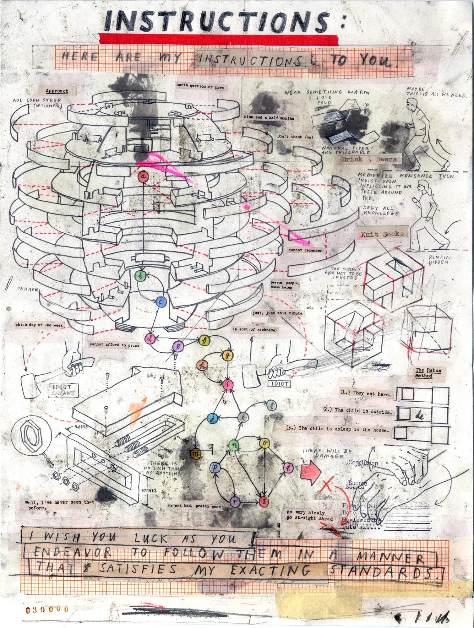 Your actual instructions are to come along to the 63 Bluxome Street Gallery in San Francisco this Saturday, April 14th, from 7pm - 10pm for the opening of “Say What?”. It’s a group show exploring the juxtaposition of text and images, featuring the work of Paranoid Tiers (Griffin McPartland & Paul Urich), Clam Lynch and Yours Truly. I look forward to seeing you there. (Please note: any failure to follow these instructions will result in swift and merciless retribution of biblical proportions.)