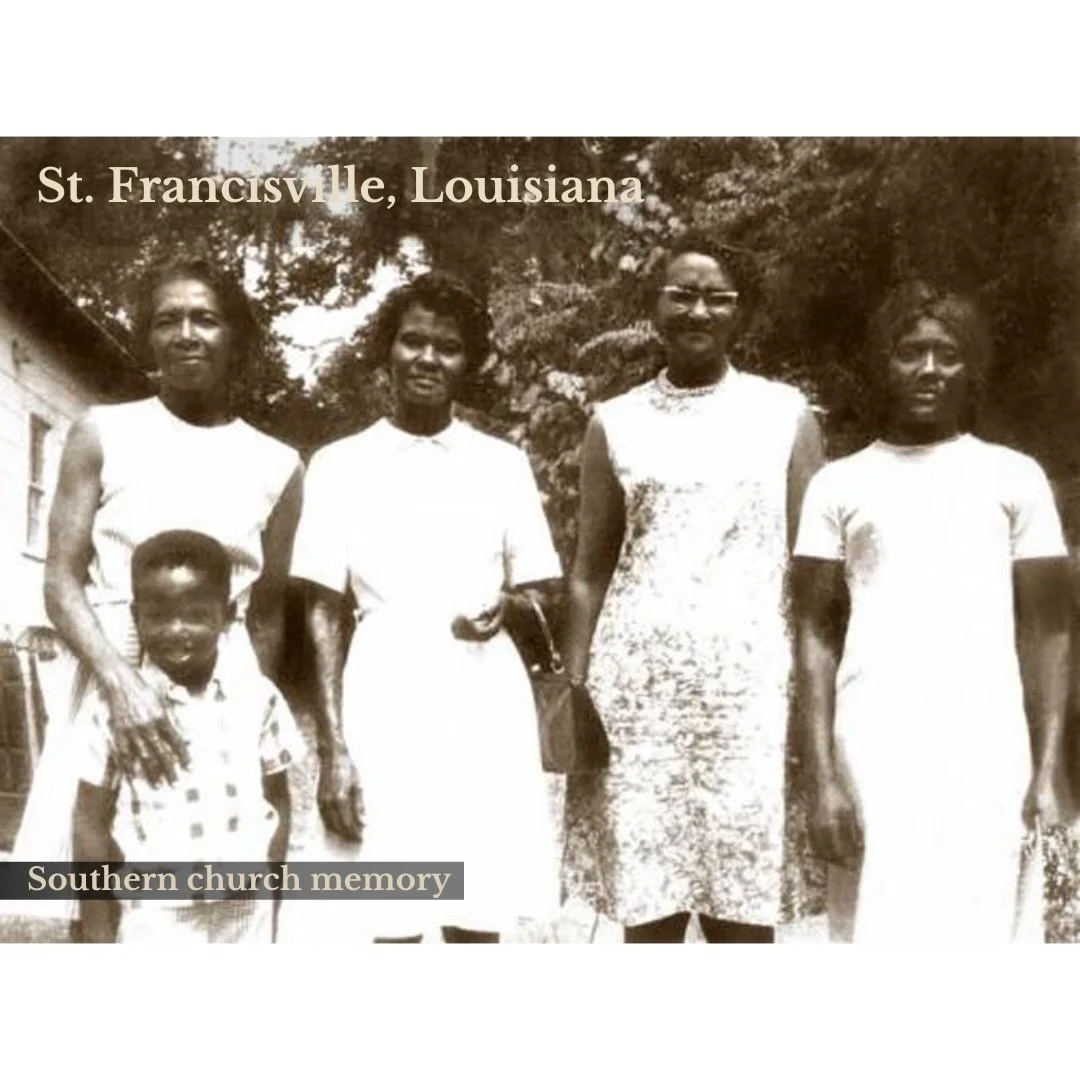 St. Francisville, Louisiana. My mother&rsquo;s hometown and the site of our family church, Saint Peter Baptist Church. These family archive photos hold pieces of that history: the congregation, outdoor baptisms, and my grandmother, pictured on the fa