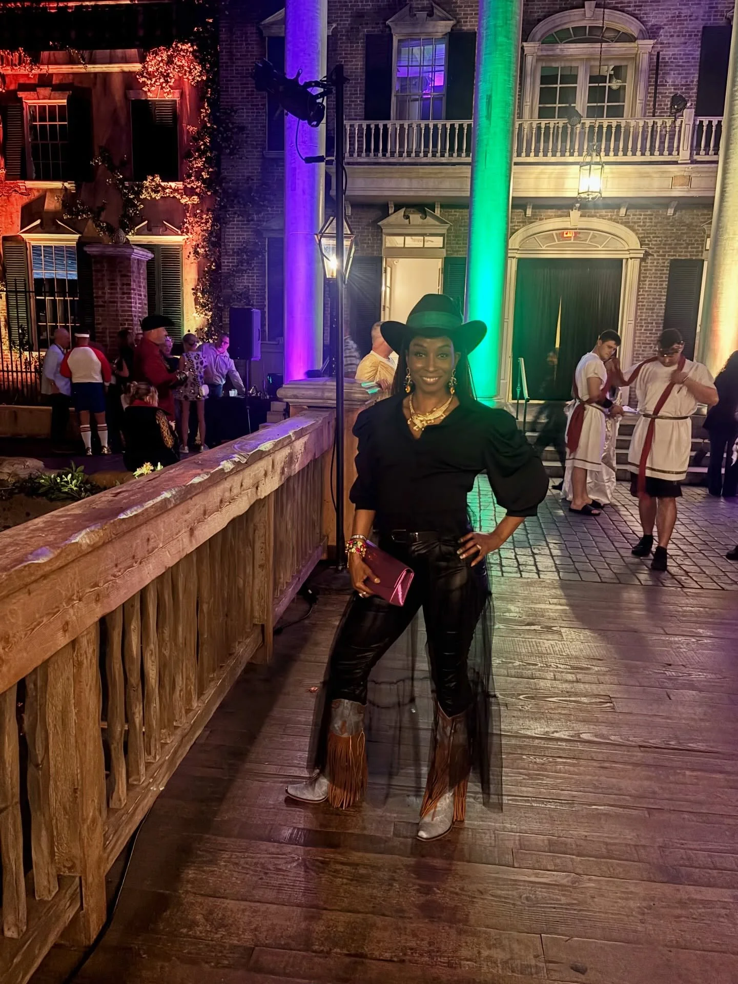 Husband&rsquo;s plus one at the Military Officer&rsquo;s Conference event. Theme: Mardi Gras Cowboy/Girl