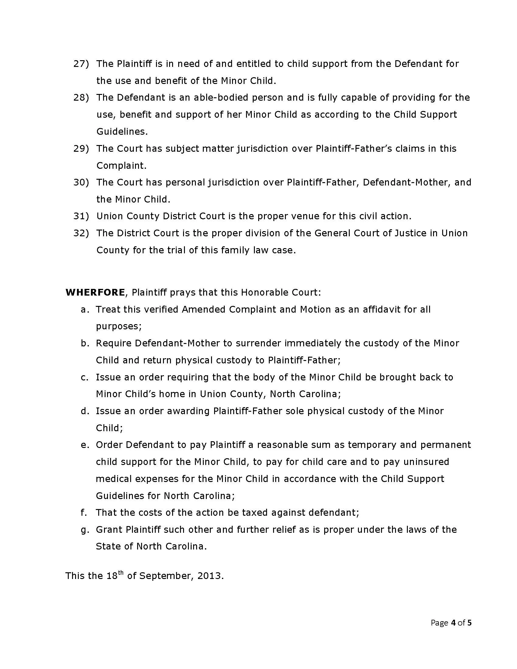Custody Complaint, Page 4