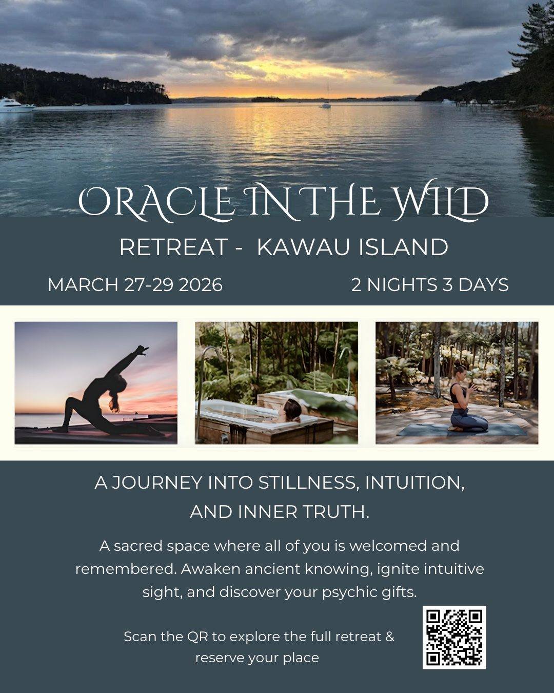 ✨ ORACLE IN THE WILD ✨
This is your sign.

If you have been feeling
the pull to slow down
the quiet nudge to listen deeper
the sense that your intuition is ready to open

this retreat is calling you.

Three days immersed in the wild beauty of Kawau I