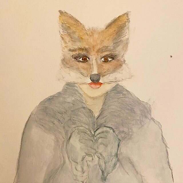 Silver Fox. I painted this based on a photo I took almost a decade ago. #doodlewashmay2020 #watercolorpainting #FoxyLady