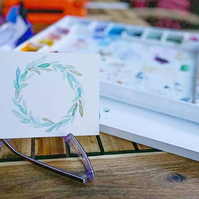 Little sage wreath, painted on the patio as the sun went down. #doodlewashmay2020