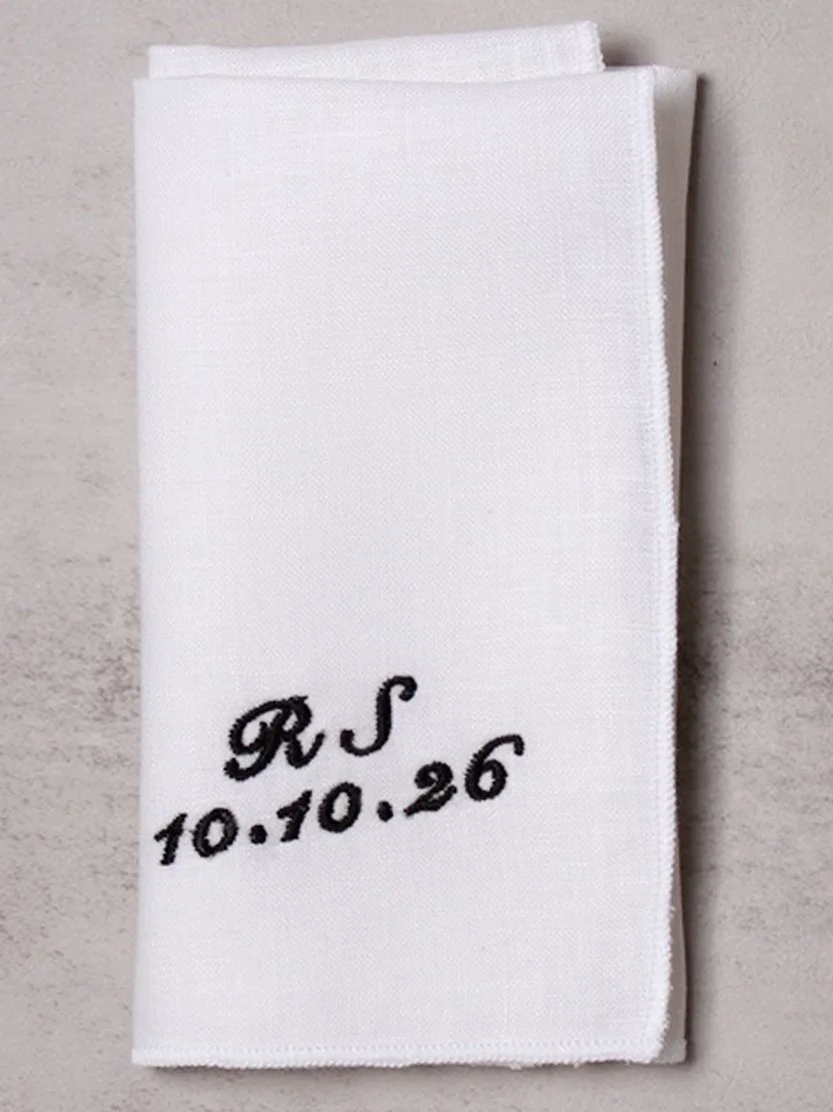 Custom Initials & Date Embroidery on Linen