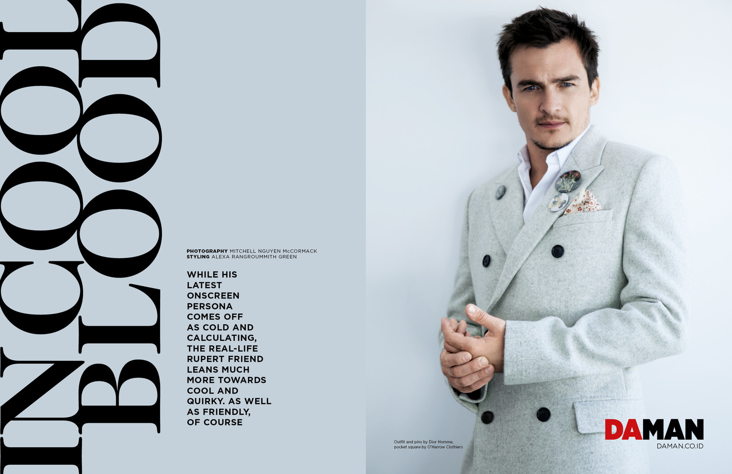 Homeland&#x27;s Rupert Friend for the Cover of DAMAN Magazine Rocking O&#x27;Harrow!