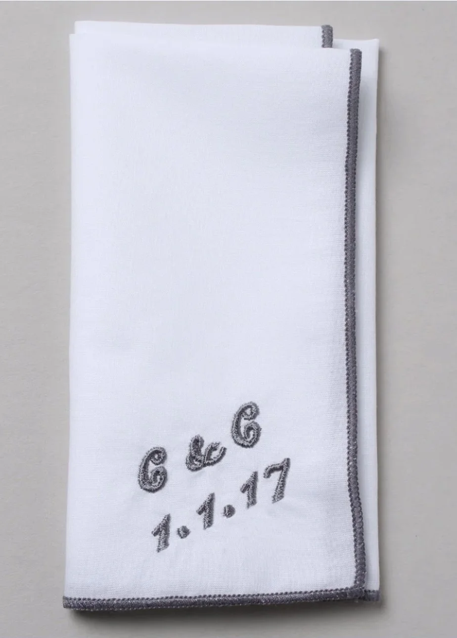Custom Initials & Date Embroidery On Cotton Custom SQ