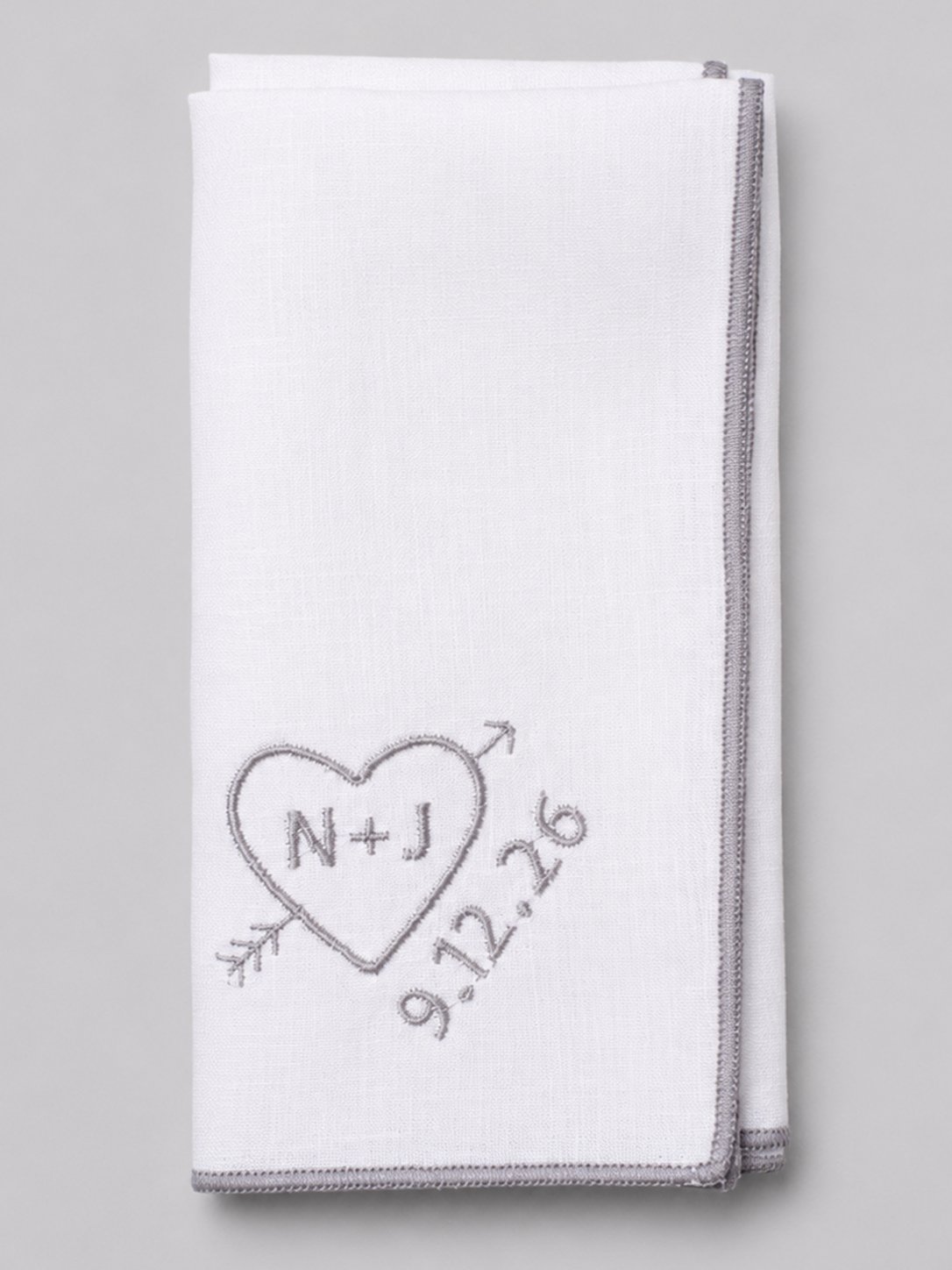 Heart & Arrow Embroidery on Linen