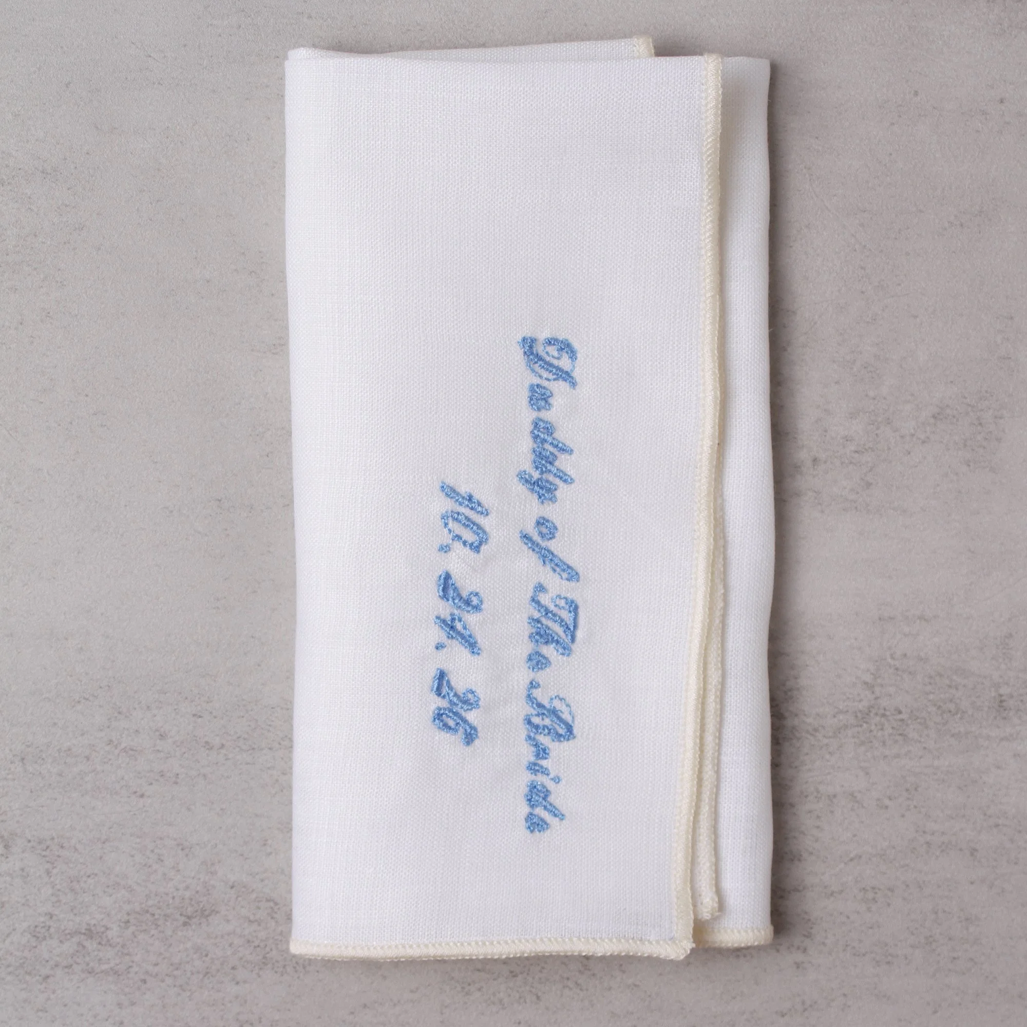 Custom Linen Pocket Square | Personalized Words & Embroidery