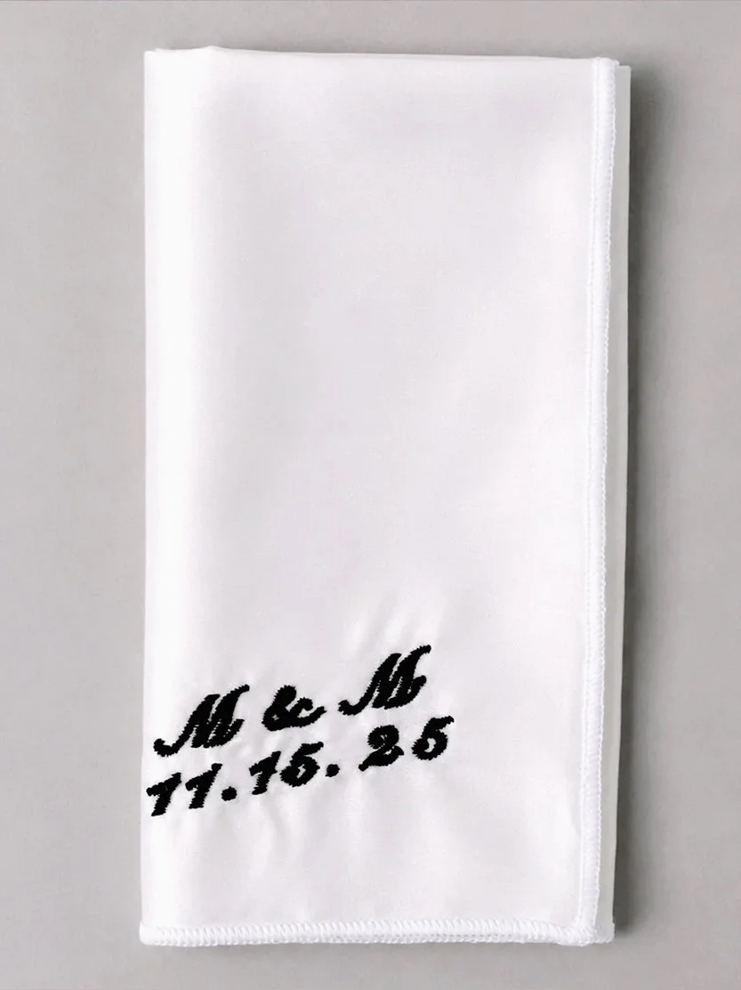 Custom Initials & Date Embroidery On Cotton Custom SQ