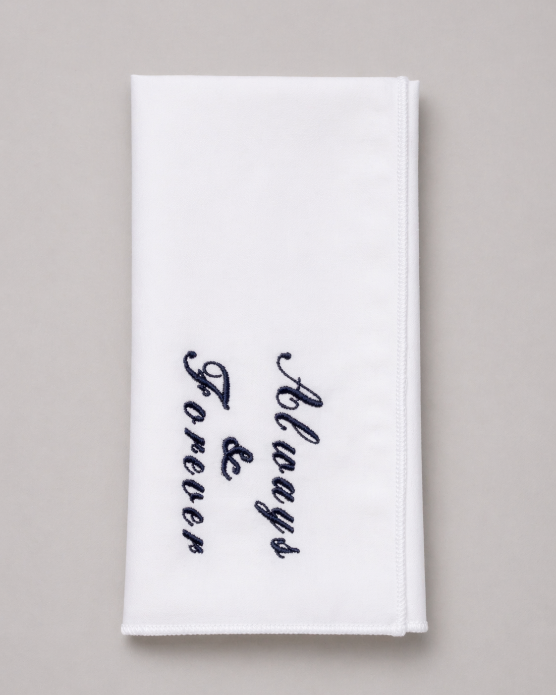 Custom Wording  Embroidery on White Cotton