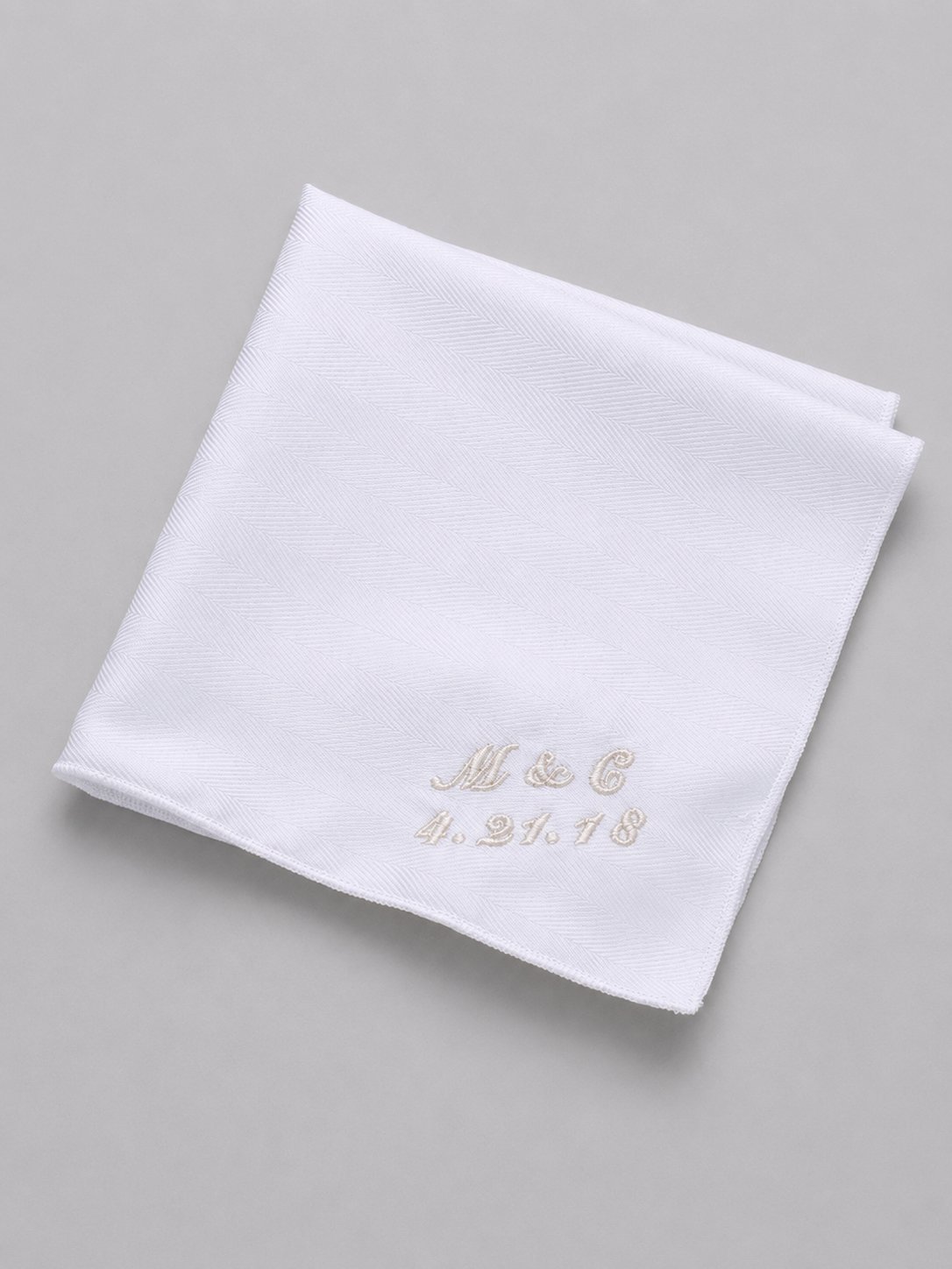 Custom Initials & Date Embroidery on Italian Cotton