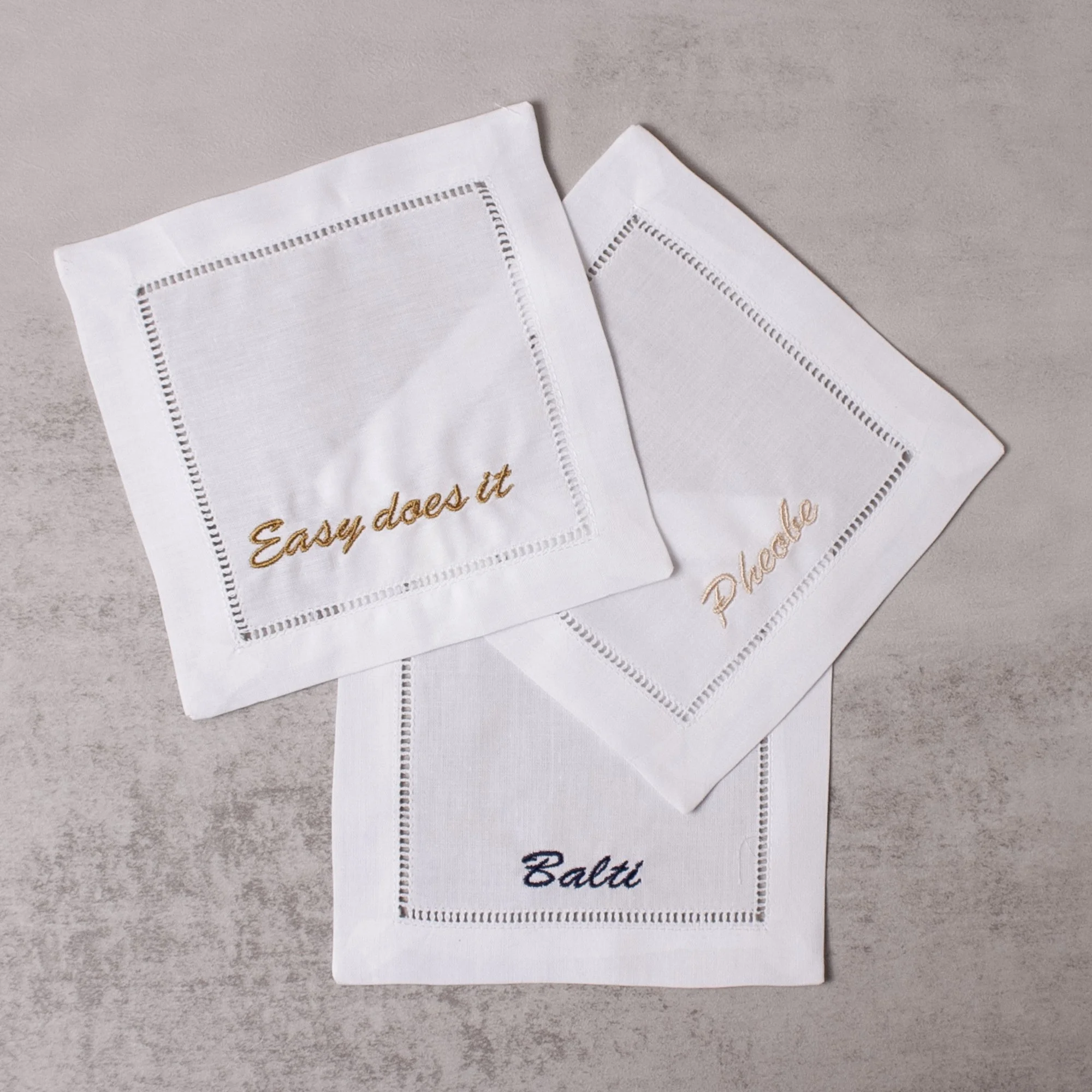 Custom Embroidery Cocktail Napkin - Set of 4