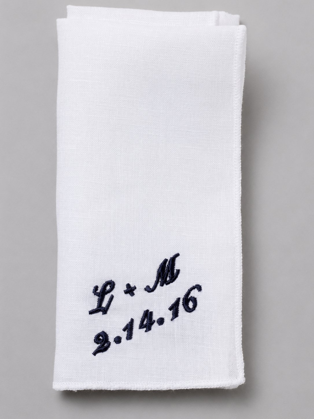 Custom Initials & Date Embroidery on Linen