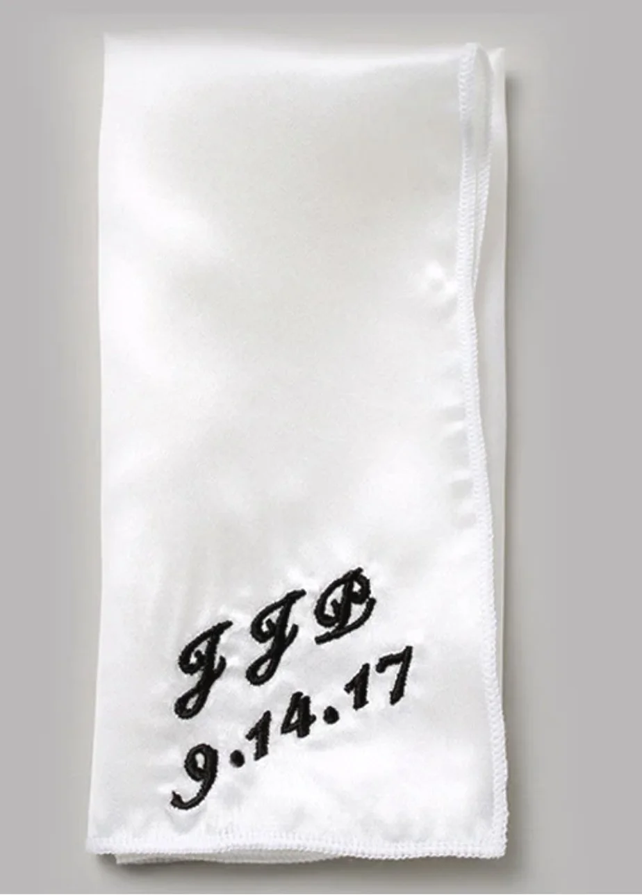 Custom Initials & Date Embroidery on Silk
