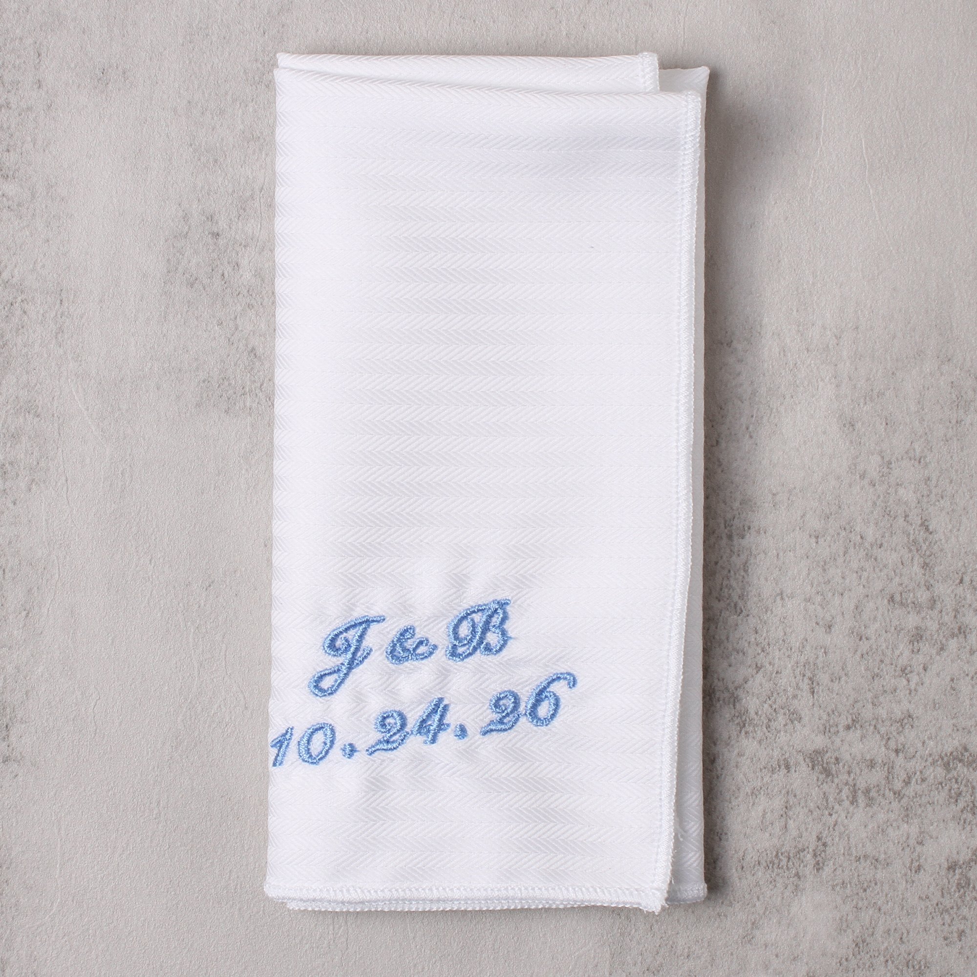 Custom Italian Cotton Pocket Square | Initials & Date Embroidery