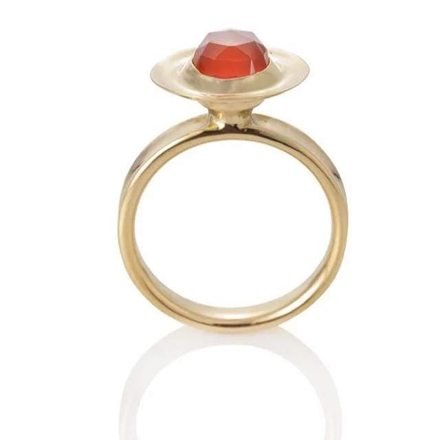 Rose cut top quality carnelian how we love thee - hard to find this material/good cutting any more, this stone actually came out of an old stock that was cut in Germany back in the late 80&rsquo;s when they were still the center of precision cutting 