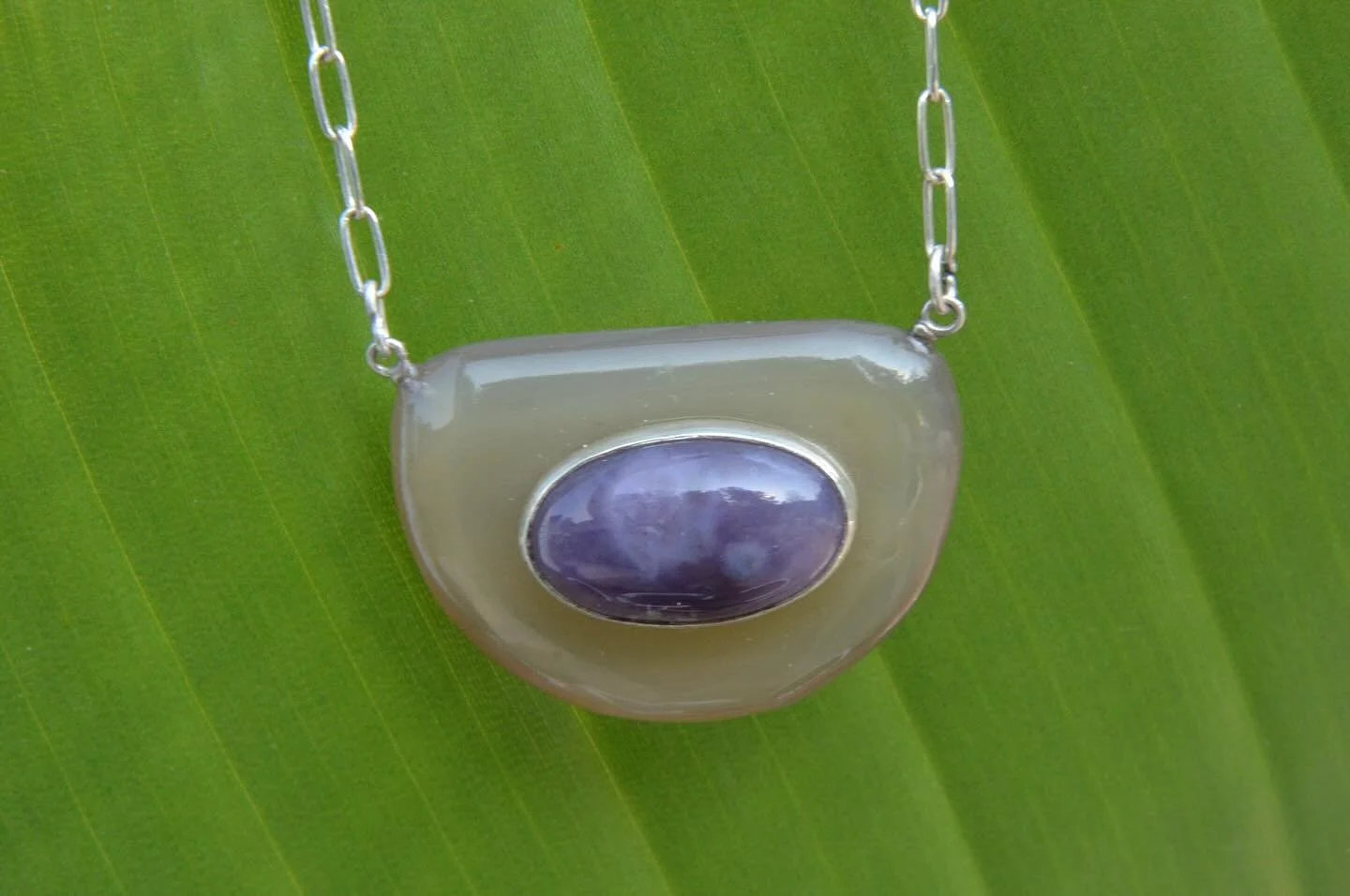 Grape Chalcedony, Silver, Horn