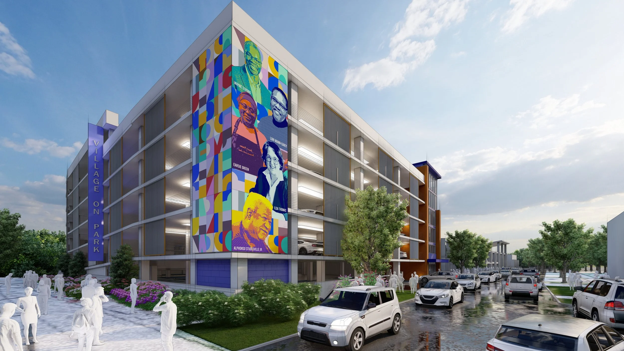 Parking garage mural render