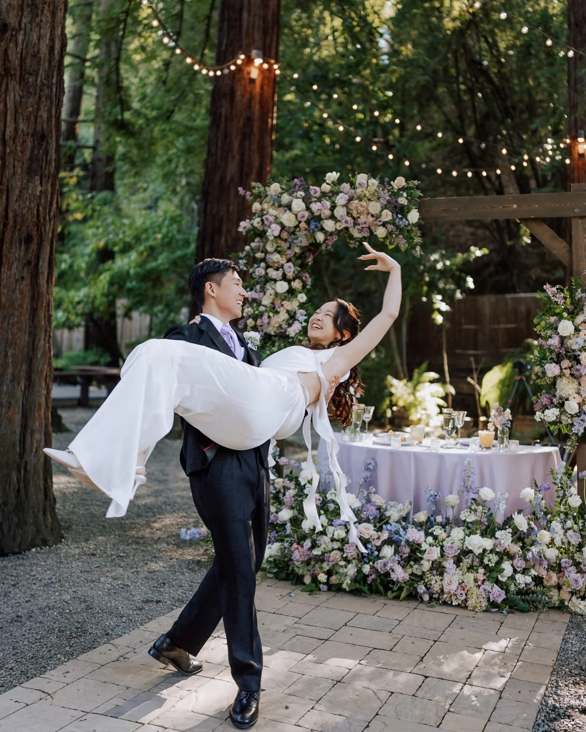 A First Dance surrounded by towering redwoods is a moment that stays with you forever.

Planner @menage.a.trois.sj
Photographer @jimleevision
Venue @dpvweddings
Caterer @michi_life
Videographer @anemotionfilms
DJ @runaway_dj
Florist @floralsbythuy
HM