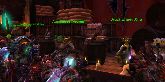 The Orgrimmar Auction House in World of Warcraft, which might as well be the world trade center, as each server has a kind of "Global Economy." I borrowed this photo from RPG Tutor's "WOW Gold Guide" 