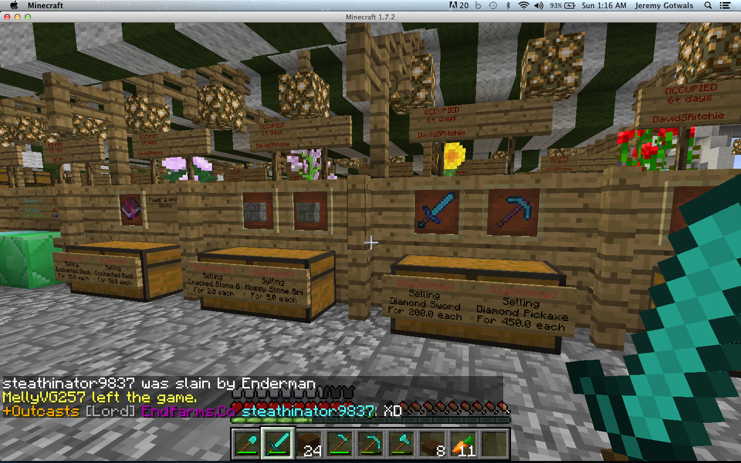 Screenshot of the Market in Empire Legacy. Here, players rent shops to sell their goods. The markets hold hundreds of goodies and make players thousands of in-game "Denarii," the currency standard based off of ancient Rome. 