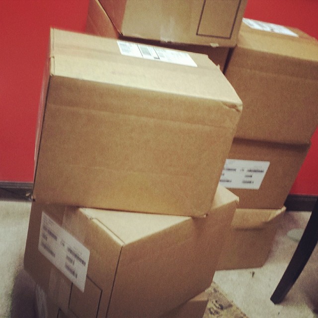 Here's a major shipment of one of our Fantasy Novels at our office at Holon Publishing . I can't express properly how good it feels to get a shipment of books at our office - and it feels equally great to ship those boxes out the door when it's time for them to be turned into money, for ourselves, and our authors. Now... starting selling those countless stacks of cobble! 