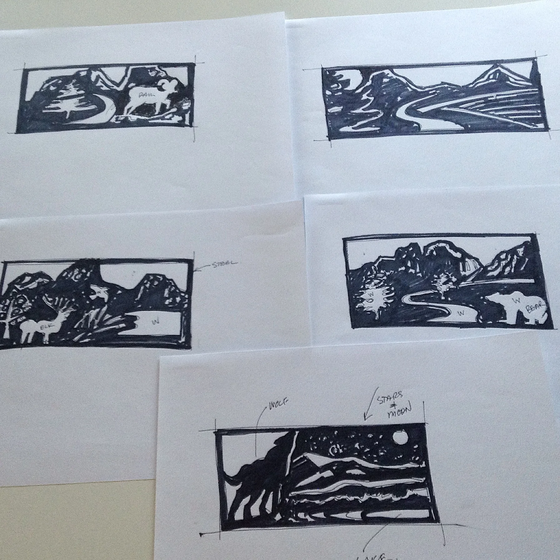 Sketches for the metal artwork by Kurt of Harmony Home Projects Inc.