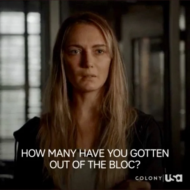 Hannah Levien as Claire in Colony Season 3, episode 2 'Puzzle Man'