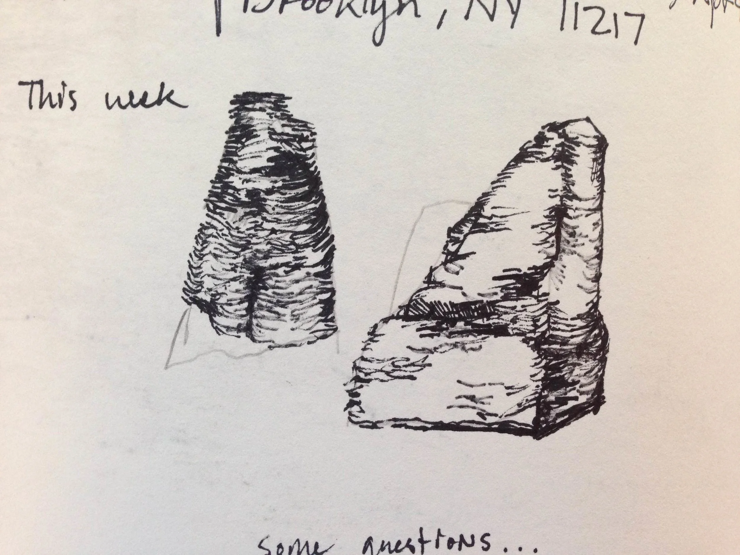Erin's sketch for the "rocks."